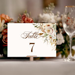 Numeração De Mesa Script Botânico Rustic Autumn Rosas<br><div class="desc">O romance de um casamento do outono é capturado neste elegante design com rosas de aquarela e verde em cores quentes de outono de terracota, marfim, ferrugem, castanha, azul poeirento e verde-sábio com toques de dourado. Este design também apresenta gráficos de texto exclusivos em uma fonte de script de caligrafia...</div>