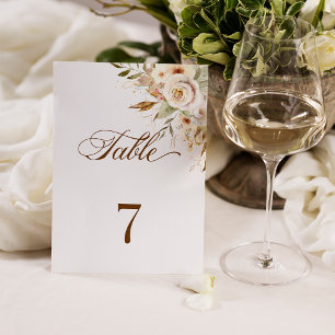 Numeração De Mesa Script Botânico Rustic Autumn Rosas