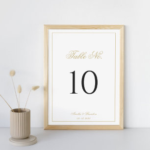 Numeração De Mesa Script Clássico Formal Casamento Preto e Dourado