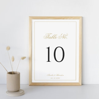 Numeração De Mesa Script Clássico Formal Casamento Preto e Dourado