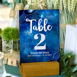 Numeração De Mesa Script de Agate de Aquarela do Marinho Mitzvah Gal