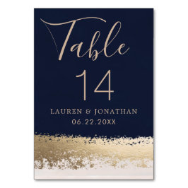 Numeração De Mesa Script de Caligrafia Elegante, Marinho, Casamento 