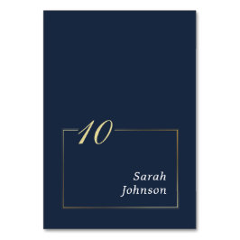 Numeração De Mesa Script Elegante de borda Dourada mínima de Marinho