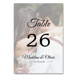 Numeração De Mesa Script Elegante de Foto de Casamento Moderno