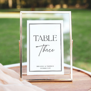 Numeração De Mesa Script Elegante - Tabela Preta e Branca Número 3