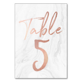 Numeração De Mesa Script Marble e Rosa Dourado | Tabela Número Cartã