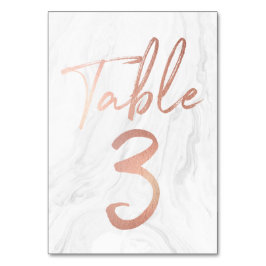 Numeração De Mesa Script Marble e Rosa Dourado | Tabela Número Cartã