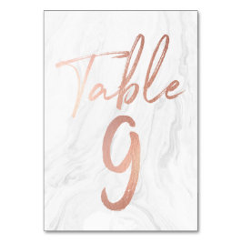 Numeração De Mesa Script Marble e Rosa Dourado | Tabela Número Cartã