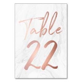 Numeração De Mesa Script Marble e Rosa Dourado | Tabela Número Placa