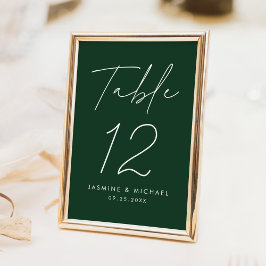 Numeração De Mesa Script Minimalista Moderno Casamento Verde