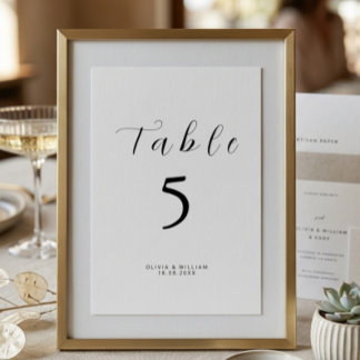 Numeração De Mesa Script Moderno Minimalista
