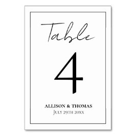 Numeração De Mesa Script Simples Preto e Branco