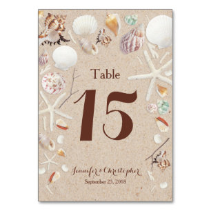 Numeração De Mesa Seashells & Starfish no Casamento de Praia