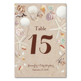 Numeração De Mesa Seashells & Starfish no Casamento de Praia