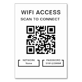 Numeração De Mesa Senha Wifi e placa de código QR personalizada de r