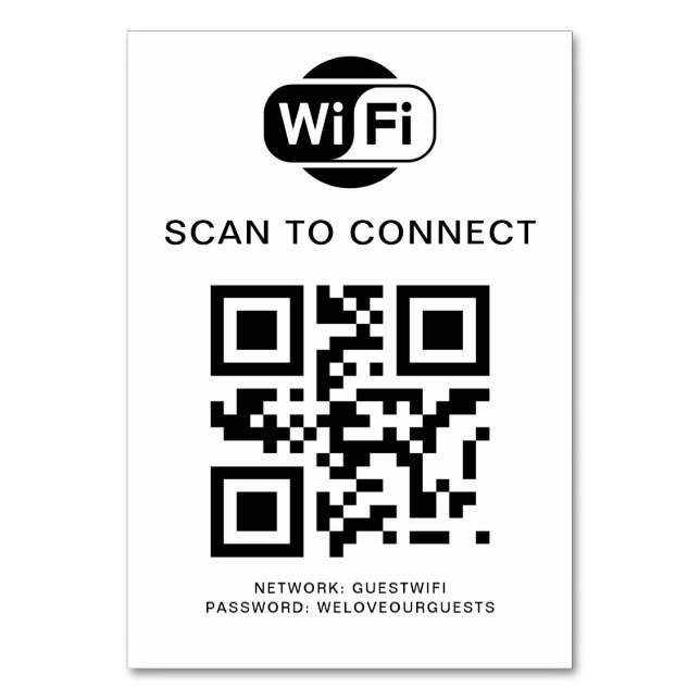 Numeração De Mesa Senha Wifi | Verificação de código QR para conexão (Frente)