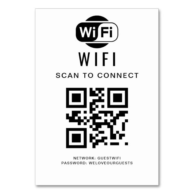 Numeração De Mesa Senha Wifi | Verificação de código QR para conexão (Frente)