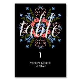 Numeração De Mesa Sentado com Medalhão Floral Negro Casado