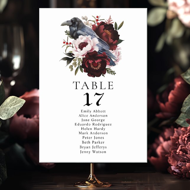 Numeração De Mesa Sentado De Casamento Floral Raven (Criador carregado)