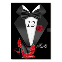 Sentado Formal Tuxedo Black Red Heels