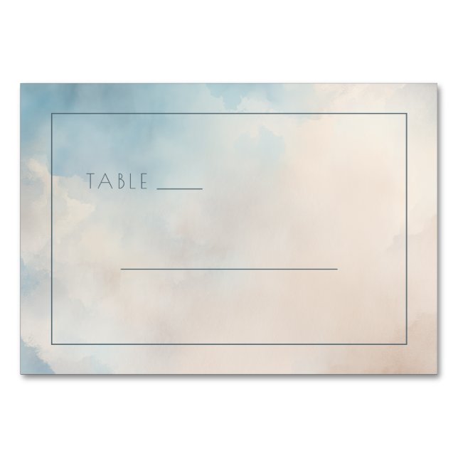 Numeração De Mesa Serene Blue Watercolor Table Sign (Frente)