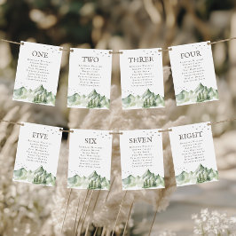 Numeração De Mesa Serene green paisagem 8 convidados nome tabela núm