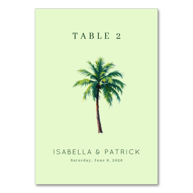 Numeração De Mesa Serene Mint Tropical Palm Tree (Frente)