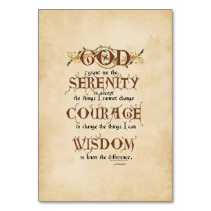 Numeração De Mesa Serenity Prayer: Antigo Inglês Antiquado, Recupera
