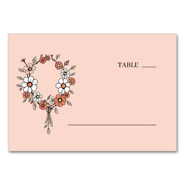 Numeração De Mesa Sereno Círculo Floral de Pêssego (Frente)