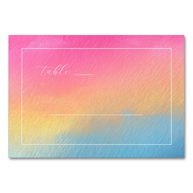 Numeração De Mesa Sereno Gradiente Aquarela Ombre (Frente)