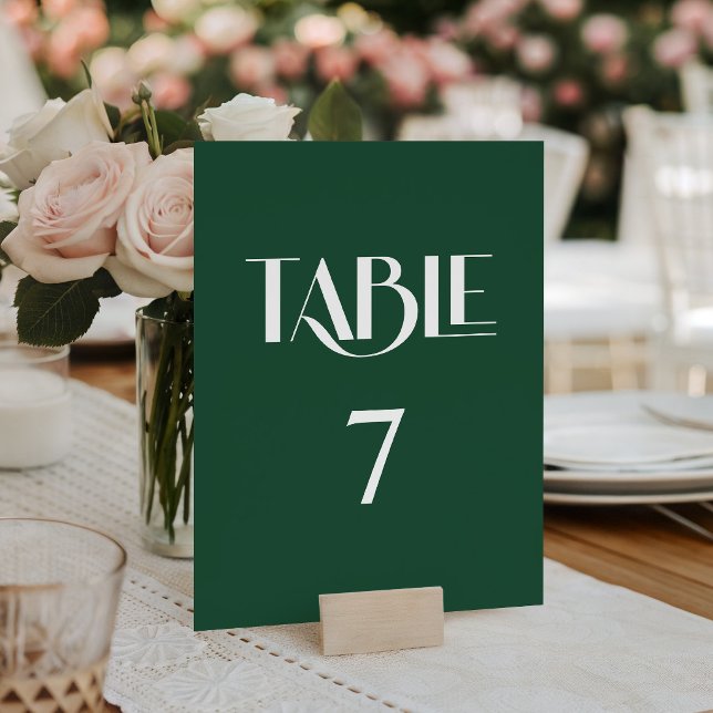 Numeração De Mesa Serifa Decorativa Profunda e Branca (Deep Pine and White Decorative Serif Table Number)