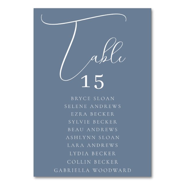 Numeração De Mesa Sessão de Script Elegante (Frente)