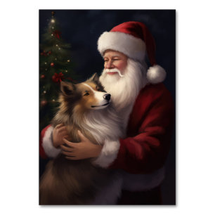 Numeração De Mesa Shetland Sheepdog Papai Noel Natal Festivo