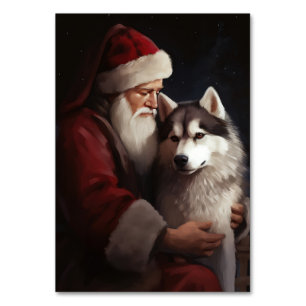 Numeração De Mesa Siberian Husky com Papai Noel Natal Festivo