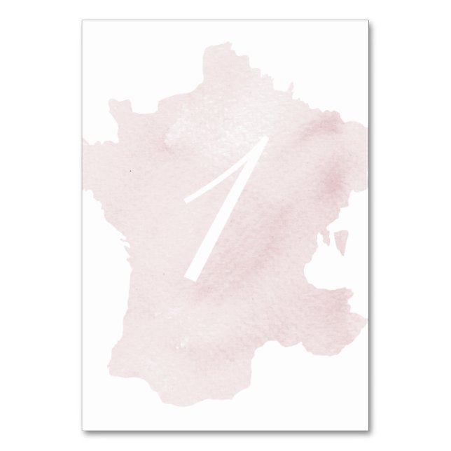 Numeração De Mesa Silhueta Aquarela de França (Frente)