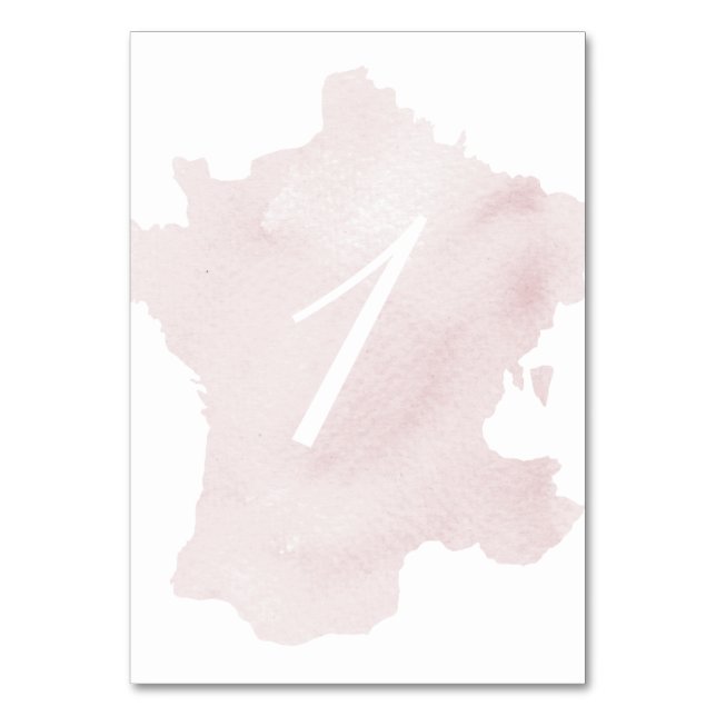 Numeração De Mesa Silhueta em Aquarela da França (Frente)