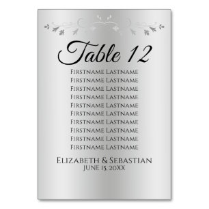 Numeração De Mesa Silver Gradient & Flourish Wedding Seating Chart
