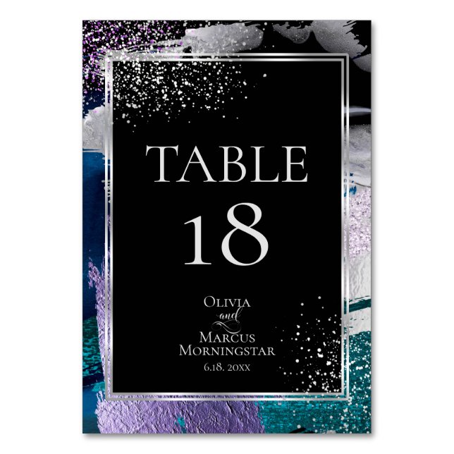 NUMERAÇÃO DE MESA | Silver Metallic Teal Lilac (Frente)