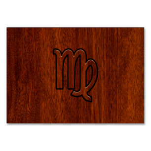 Numeração De Mesa Símbolo de Virgem no estilo madeira de Mahogany