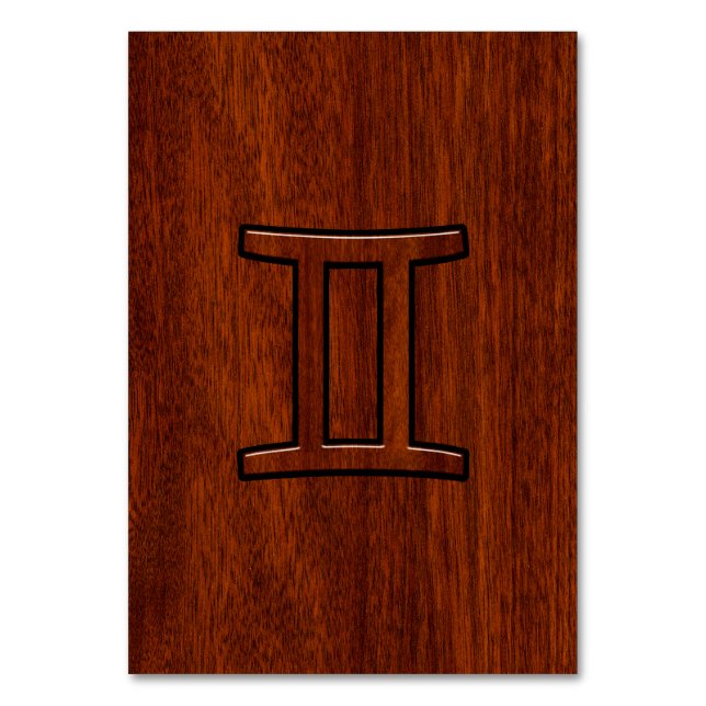 Numeração De Mesa Símbolo Gemini Zodiac em Mahogany como Decor (Frente)