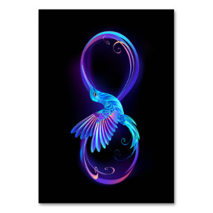 Numeração De Mesa Símbolo Neon Infinity com Hummingbird brilhante