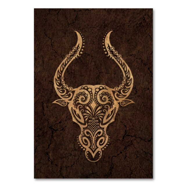 Numeração De Mesa Símbolo russo Taurus Zodíaco em efeito pedra (Frente)