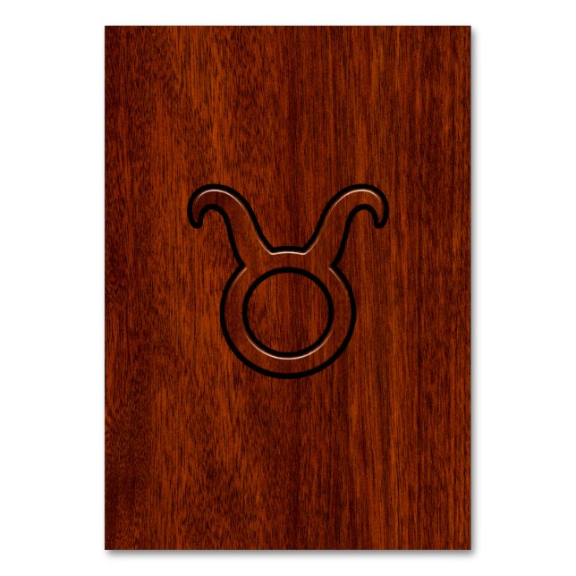 Numeração De Mesa Símbolo Taurus Zodiac em Mahogany Style impressão (Frente)