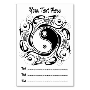 Numeração De Mesa Símbolo Yin & Yang Preto e Branco Estilo Tatuagem