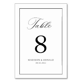 Numeração De Mesa Simple black frame calligraphy table number