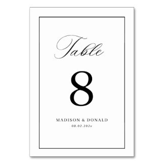Numeração De Mesa Simple black frame calligraphy table number