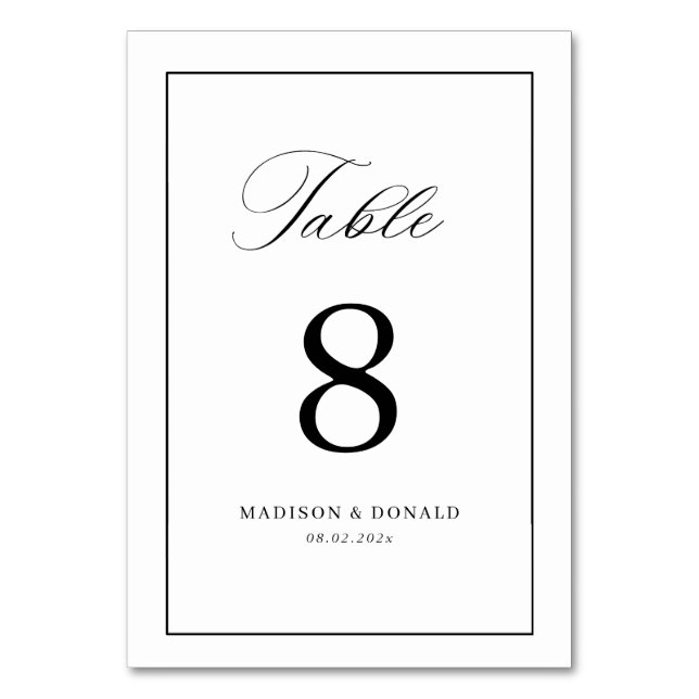 Numeração De Mesa Simple black frame calligraphy table number (Frente)