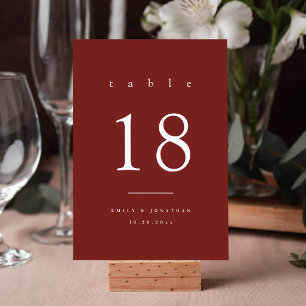 Numeração De Mesa Simple Burgundy Wedding