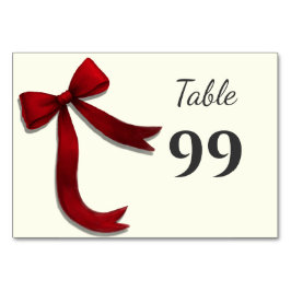 Numeração De Mesa Simple Elegant Minimalist Red Bow
