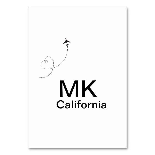 Numeração De Mesa Simple minimal monogram add text travel plane phot (Frente)